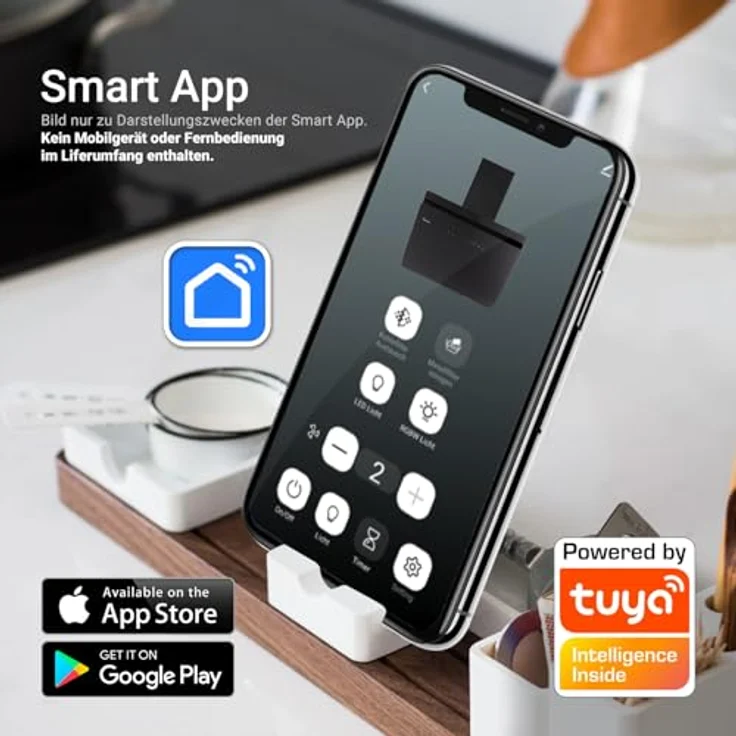 KKT KOLBE SOLO6005SM Dunstabzugshaube 60 cm, 782 cbm/h, Umluft/Abluft, Kopffrei, Glas Schwarz, Smart WiFi App, Nachlaufautomatik, SensorTouch, RGBW LED-Beleuchtung – Bild 3