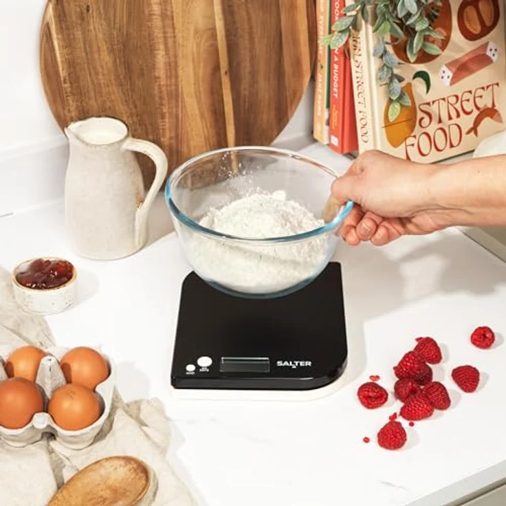 SALTER Leaf digitale Küchenwaage, Design für die Arbeitsplatte, LCD Display, Zuwiegefunktion, Kompaktes Design für leichtes Verstauen, Gut zu reinigen – Bild 7