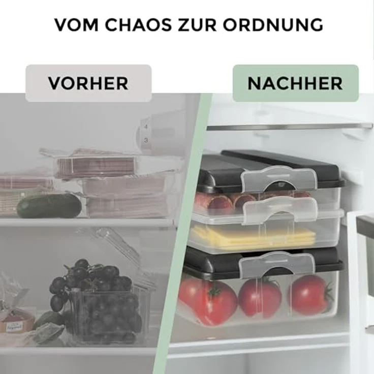 Hausfelder Aufschnittdosen für Kühlschrank, Wurst Aufbewahrung mit Deckel, BPA-frei, stapelbar, spülmaschinengeeignet, Anthrazit, 10-teilig – Bild 7