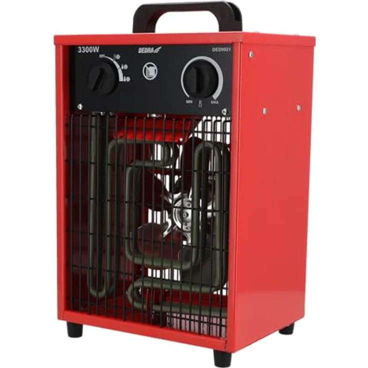 Dedra Elektro-Lufterhitzer DED9921, 3,3 kW Heizgerät mit Thermostat, drei Betriebsarten, einstellbare Temperaturregelung, Metallgehäuse für Räume bis ~35 m² – Bild 1