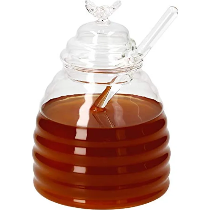 3tlg. Set: Honigtopf 500 ml + Bienchen-Deckel + Honiglöffel Glas - 23467846