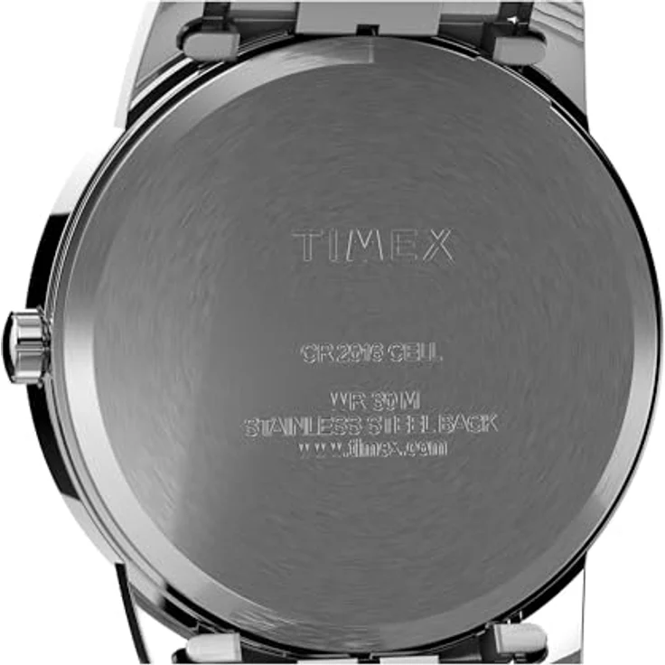 Timex Easy Reader T2H451, Herren-Armbanduhr 35 mm, Edelstahl, Quarz, weiß, Wasserfest bis 30 m, mit Datumsfenster – Bild 4