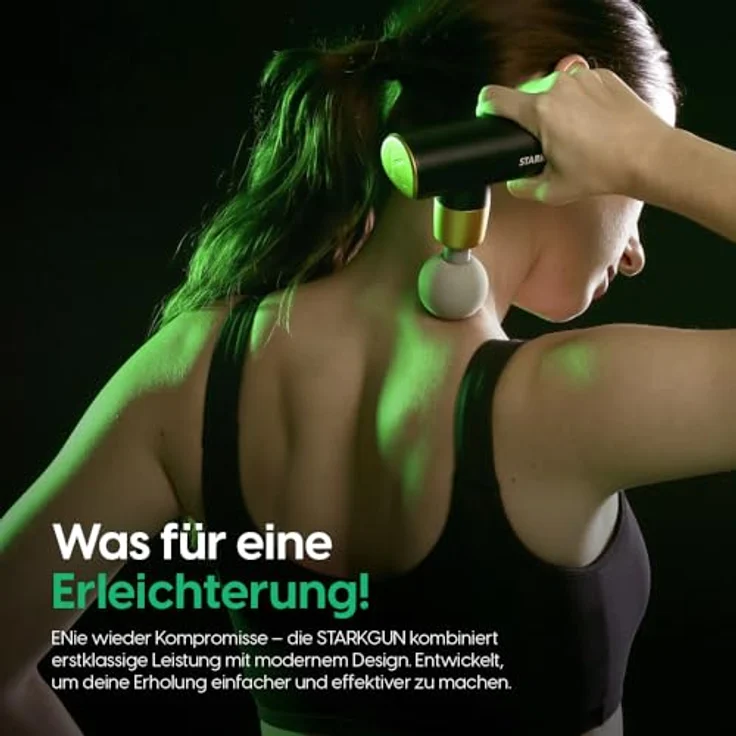 STARKFELD® STARKGUN® – Leistungsstarke Massagepistole für Tiefengewebe | Leise & Effizient (Grün, Deluxe) – Bild 4