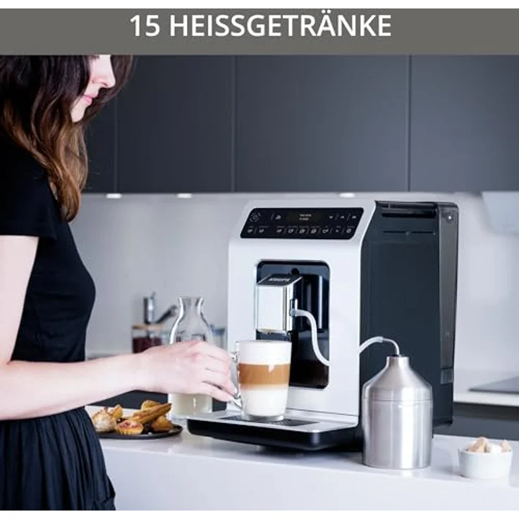 Krups EA891D Evidence Kaffevollautomat, Barista Quattro Force Technologie, 12 Kaffee-Variationen, 3 Tee-Variationen, One-Touch-Cappuccino Funktion metall – Bild 4