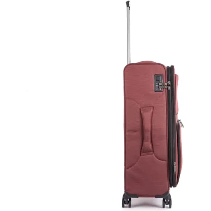 Stratic Bendigo Light + Koffer Weichschale Reisekoffer Trolley Rollkoffer mittelgroß, TSA Kofferschloss, 4 Rollen, Erweiterbar, Größe M, Redwine – Bild 4