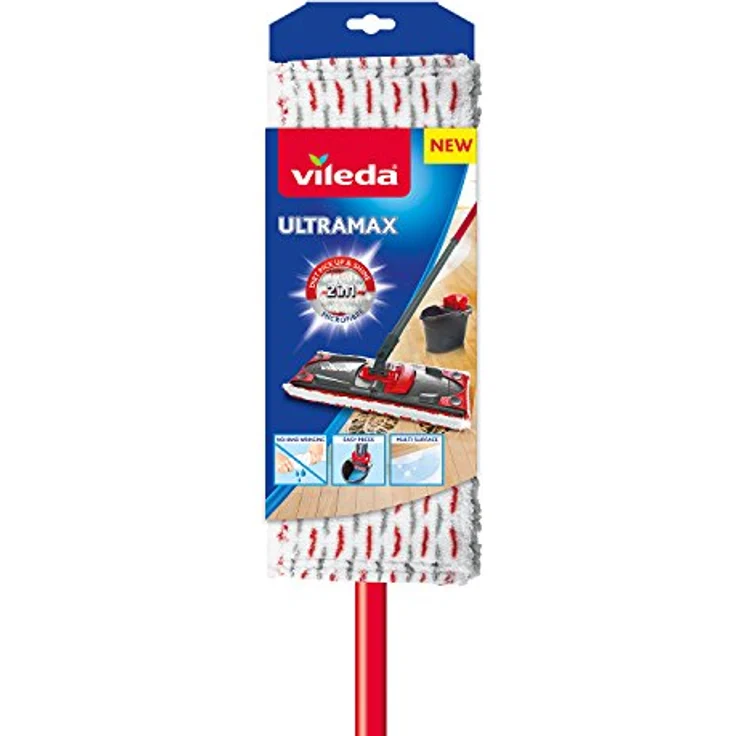 Vileda Bodenwischer, Microfaser, rot-weiß, 7 x 14 x 105 cm – Bild 2