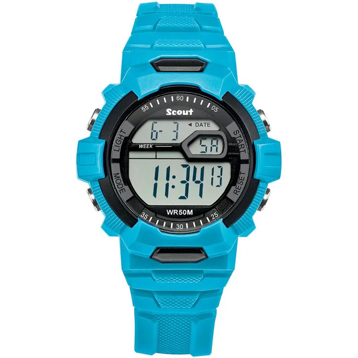 Scout Chronograph The Digi 280308005, Sportliche Quarzuhr für Kinder, Wasserdicht bis 5 Bar, Alarm, Stoppuhr, Beleuchtung