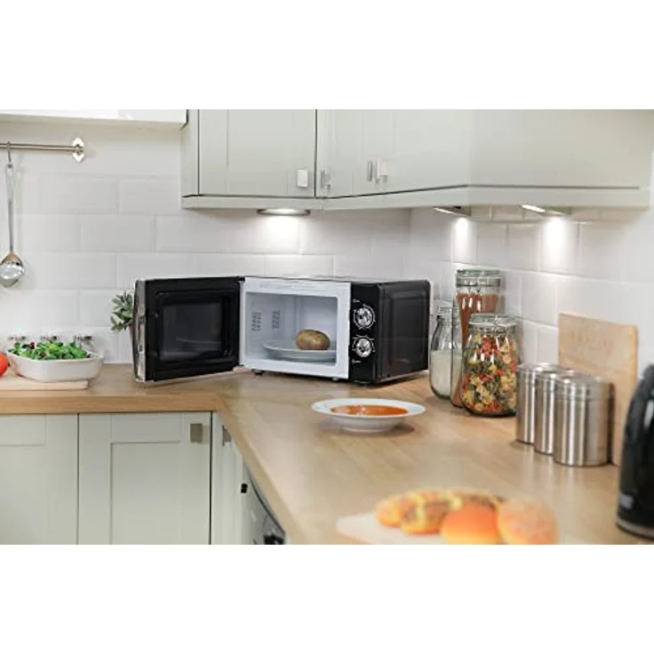 Russell Hobbs RHMM701B 17 Liter, 700 W, schwarz, manuelle Solo-Mikrowelle mit 5 Leistungsstufen, Signalton und Timer, Auftaufunktion, einfache Reinigung – Bild 3