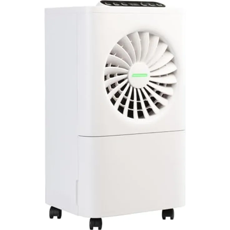 Sichler Haushaltsgeräte Digitaler 2in1-Luftentfeuchter & -reiniger, 10 Liter/Tag, für Räume bis 25 m², mit Timer und LCD-Display, mobil mit 4 Rollen