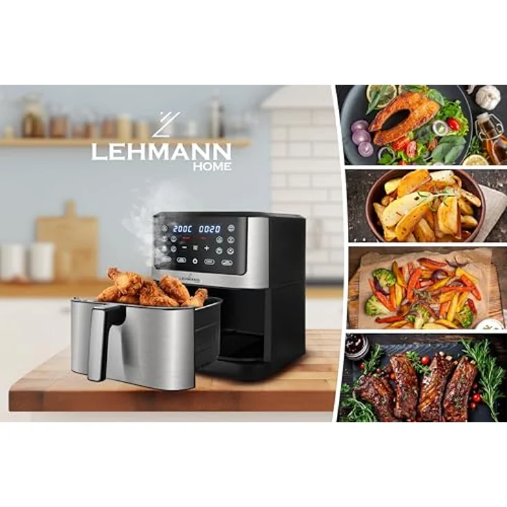 LEHMANN LHODF-1880 Heißluftfritteuse 8L XXL, 1800 W, 10 Programme, ohne Öl bis zu 200°C, Touchscreen - Schwarz – Bild 3