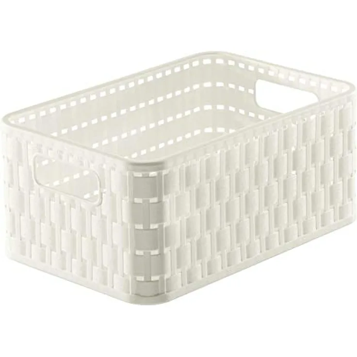 Rotho Country Aufbewahrungskiste 4l in Rattan-Optik, Kunststoff (PP) BPA-frei, weiss, A6+/4l (23,7 x 15,8 x 10,8 cm)