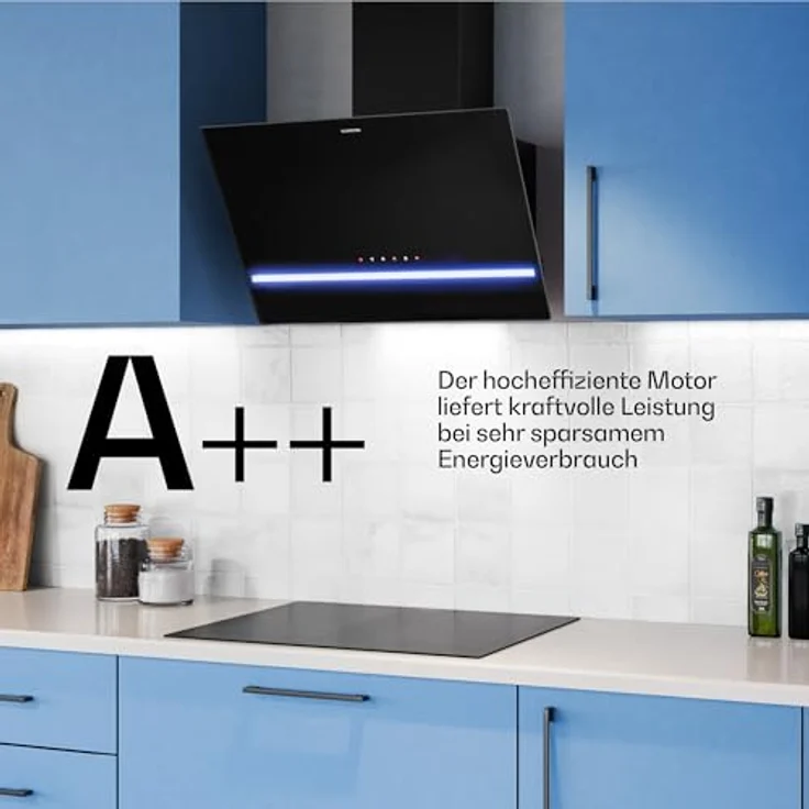Klarstein Illuminosa Kopffreihaube 60 cm, 818 m³/h Boost, Touchpanel, LED-Beleuchtung, A++ Energieeffizienz, Umluft & Abluft, leise, Aluminium- & Kohlefilter – Bild 5