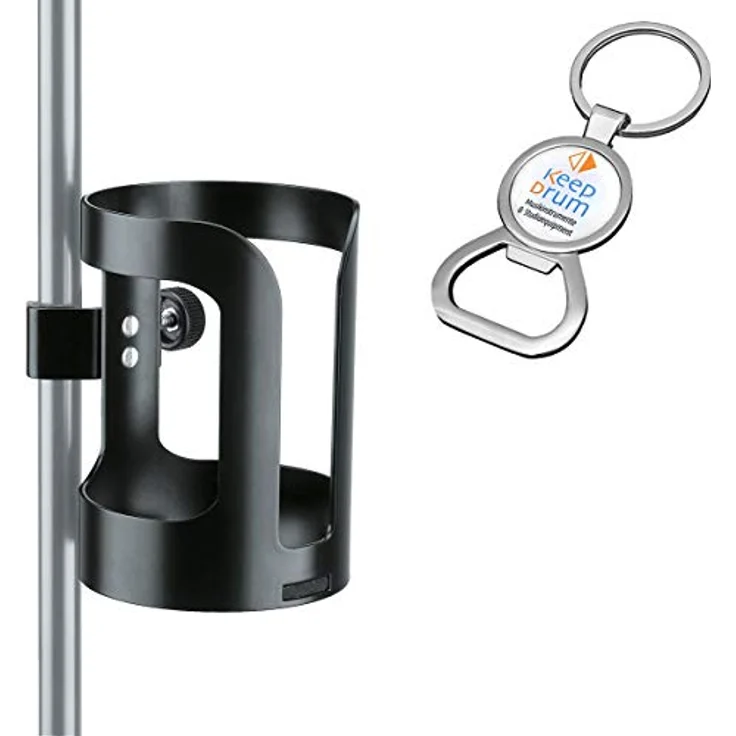 K&M 16022 Universal Getränkehalter für Mikrofonständer + keepdrum Flaschenöffner – Bild 1