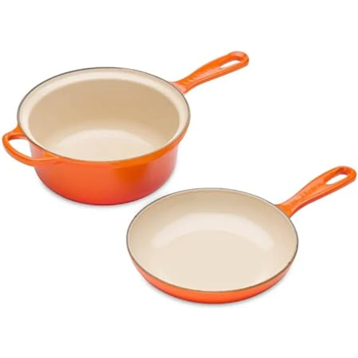 Le Creuset Gusseisen Marmitout -2 in 1- Signature rund 22 cm, ofenrot – Bild 3