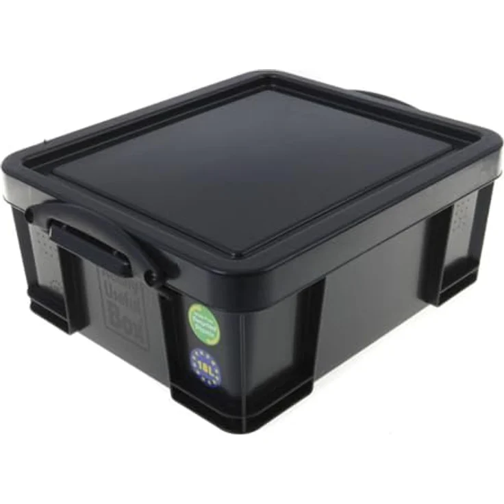 Really Useful Box 18BK Useful Box 18,0l schwarz, Kunststoffbox mit Deckel und Griffe, 100% recyceltes Material, für Büromaterial, CDs, DVDs und mehr geeignet – Bild 1