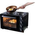 Hanseatic HMO366BKB Mini Backofen, Kleinküche mit Doppelkochplatte, 36L Garraum, Grillrost und Backblech, ideal für kleine Küchen