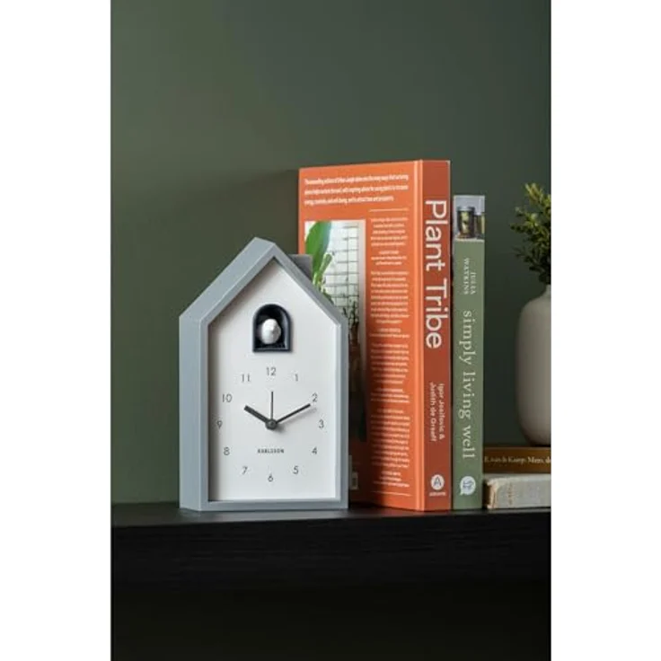 Karlsson Wecker Modern Cuckoo, grau, analoge Zeitanzeige, kompakte Größe für Nachttisch oder Schreibtisch, 12x6x20cm, Thermoplast – Bild 3