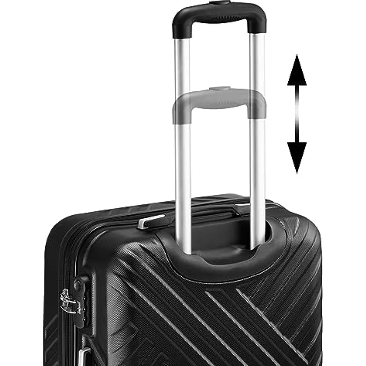 Zelsius Koffer Set 3 Stück, Schwarz | ABS Hartschalenkoffer mit Zahlenschloss, Doppelrollen und Innen Trennwand | Handgepäckkoffer, Hartschalenkoffer Set 3 teilig, Trolley, Koffer Groß, Luggage Set – Bild 4