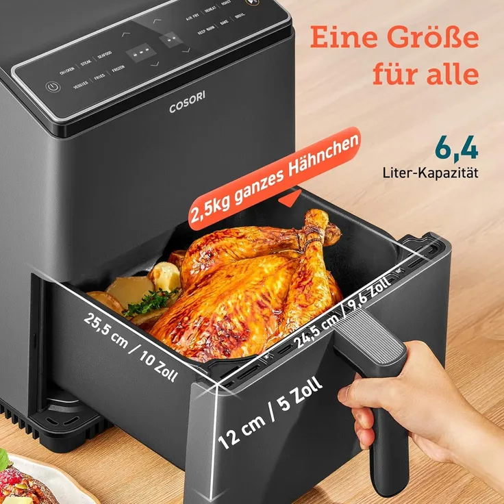 Cosori Heißluftfritteuse XXL Dual Blaze 6,4 L Wifi verbunden LED Display 1700,00 W
