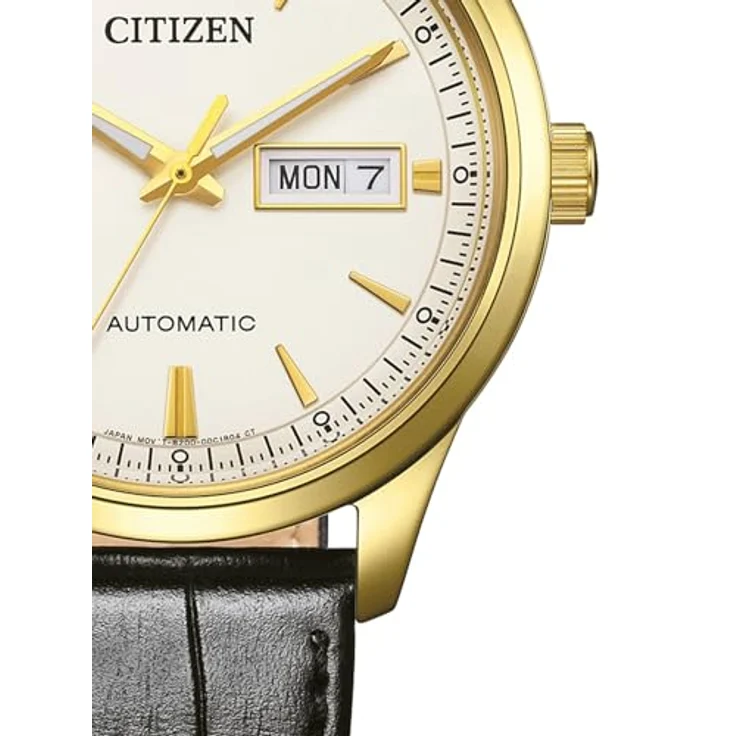CITIZEN NY4059-09AE Herrenuhr Automatik Tag/Datum mit Lederarmband, gold/weiß, Gangreserve bis zu 42 Stunden – Bild 2