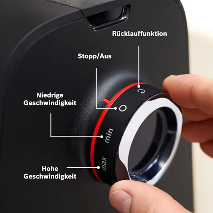 BOSCH Fleischwolf Serie 6 MFWS682B, 3,5kg/Min., Zitruspresse, Raspel, Wurststopfer, 500 W, 2 Lochscheiben (3&8mm), 10 J Motorgarantie, Planetengetriebe, schwarz – Bild 6