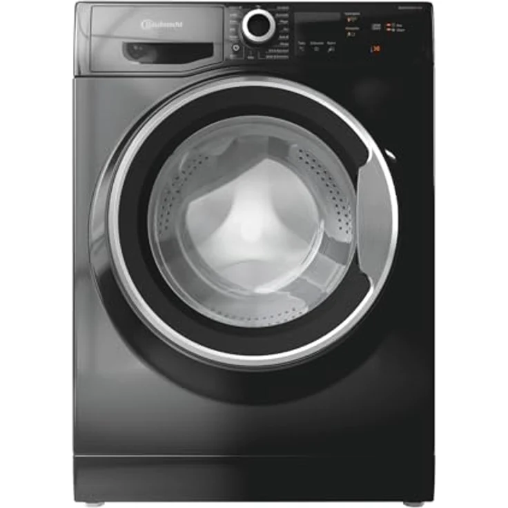 Bauknecht W7 S6300 A Waschmaschine Frontlader 7kg EEK A Kurz 30 Kurz 45 Kraftvolle Fleckenentfernung Anti-Allergie-Programm Wolleprogramm Schwarz Langlebiger Inverter-Motor – Bild 1