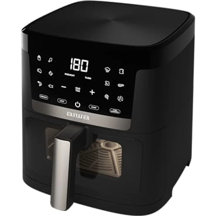 Aiwa Chukuma AFR-7000 Luftfritteuse, 7 l, 1800 W, digitale Steuerung, 12 Programme, Selbstreinigung, Edelstahl/Kunststoff, schwarz – Bild 3