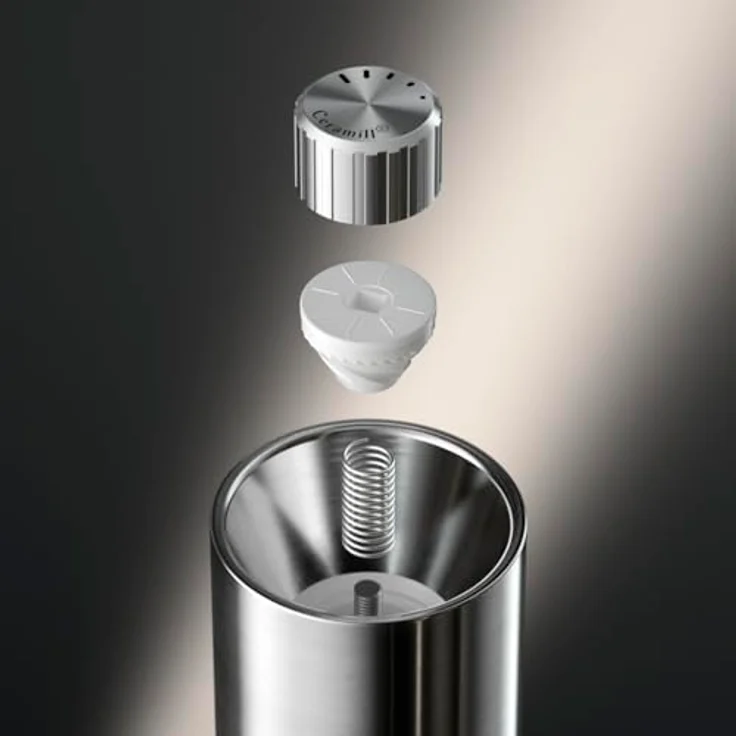 WMF Signature Pro Gewürzmühle, Keramikmahlwerk mit einstellbarem Mahlgrad, einfacher Befüllung und magnetischem Aromaschutzdeckel, Schwarz, 0604046030 – Bild 5