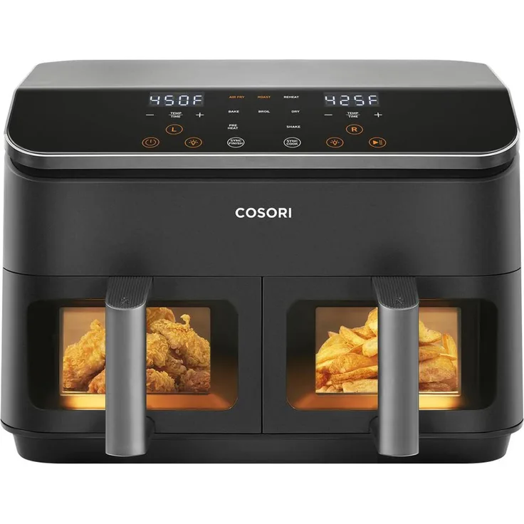 Cosori 9.0 Dual Basket Heißluftfritteuse, 8,5 l, 2 unabhängige Garzonen, 35-230 °C, für bis zu 5 Personen