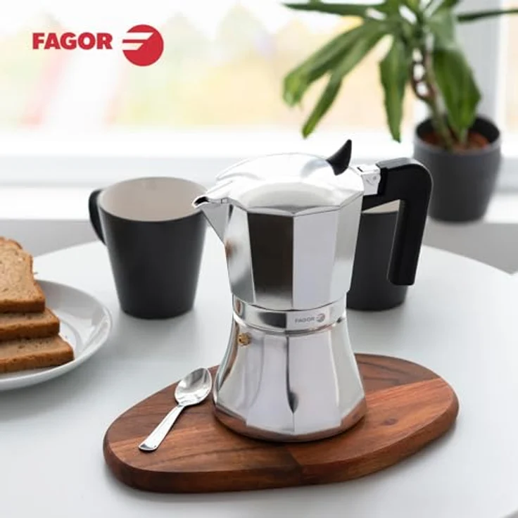 Fagor Cupy, Italienische Kaffeemaschine aus Aluminium, 12 Tassen, für alle Herdarten geeignet, thermoisolierender Nylongriff, langlebige Silikondichtung – Bild 4