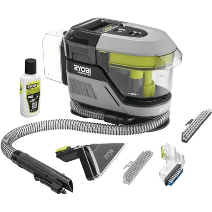 RYOBI 18V ONE+ Akku-Textilreiniger Pro RDC18BL-0 | kabellos, bürstenlos, flexibel | 2in1-Waschbürste | Hygienische Dual-Tank-Technologie | Für Haushalt & Auto | Ryobi Blau