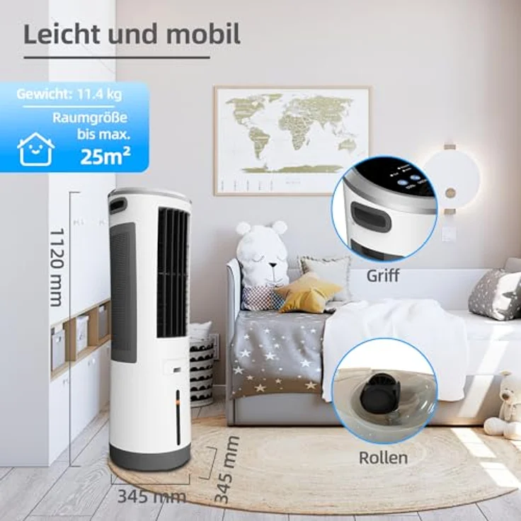 BE CooL BC18AC2301IKF Luftkühler mit Ionisator, 20L Wassertank und Fernbedienung für Räume bis 25 m² – Bild 7