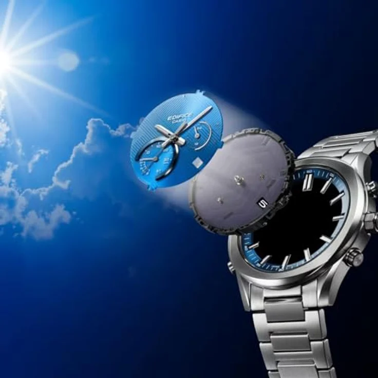 Casio EQB-1300D, Herren Chronograph Quarz Armbanduhr mit Solarbetrieb, Bluetooth-Konnektivität und Edelstahlarmband, blau – Bild 4