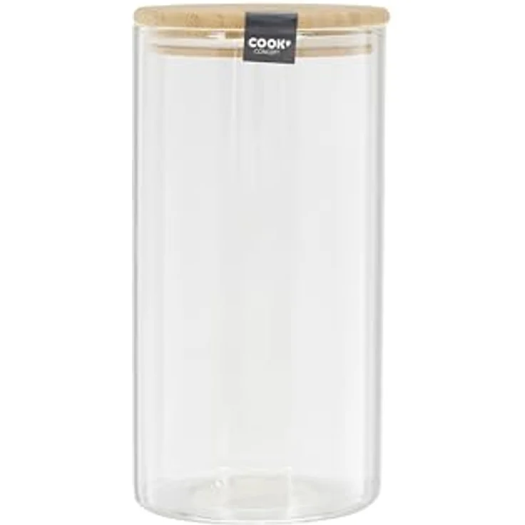 COOK CONCEPT KA4371 Vorratsglas, 1,2 l, Borosilikatglas, Bambus, transparent, 10,3 x 10,3 x 20 cm – Bild 2