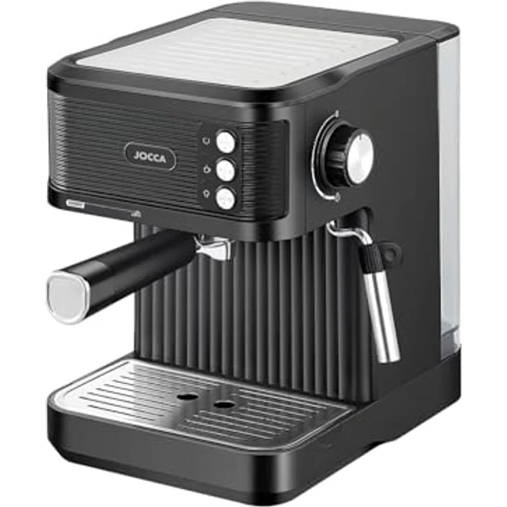 Jocca Espressomaschine Schwarz 850W – 20 Bar Druck, 1,8L Tank, Milchaufschäumer, Edelstahl – Bild 1