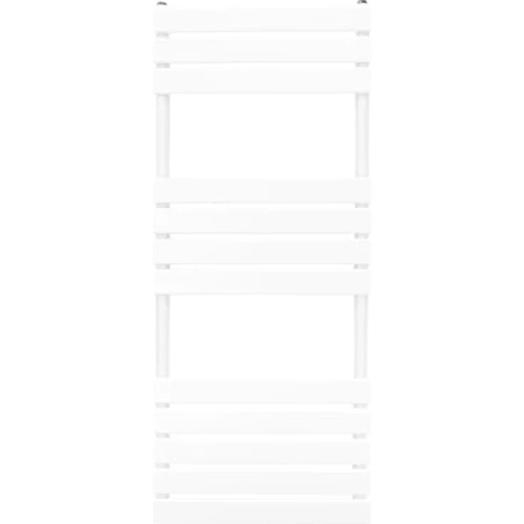Monster Shop Flacher Handtuchheizkörper 1200mm x 450mm | Glänzend Weiß Kohlenstoffstahl | Hohe Wärmeleistung 1892 BTU, Leiterdesign mit 12 Paneelen | Inkl. Reinigungsbürste, Befestigungsset & Halterungen – Bild 2
