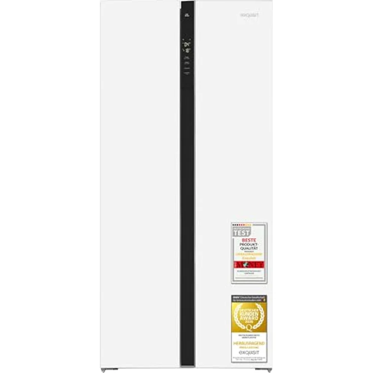 Exquisit SBS39-440E Side-by-Side Kühlschrank, 372 l Nutzinhalt (230/142 l), No Frost, E, 267 kWh/Jahr, 41 dB, weiß – Bild 1
