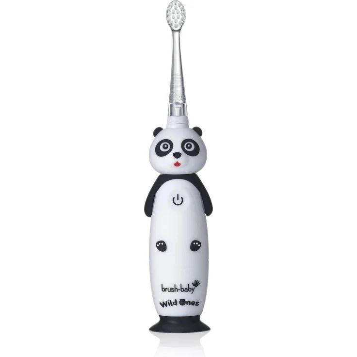 Brush-Baby Elektrische Zahnbürste WildOne, USB-Ladekabel, wasserdicht, Panda Design – Bild 1