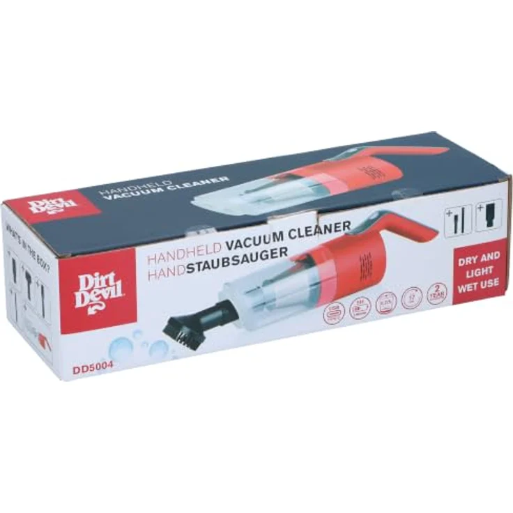Dirt Devil DD5004 Handstaubsauger Akku – Kabellos, Beutellos, Nass & Trocken, 2 Saugstufen bis 7 kPa, HEPA-Filter, USB-C, Auto-Zubehör, Rot – Bild 2