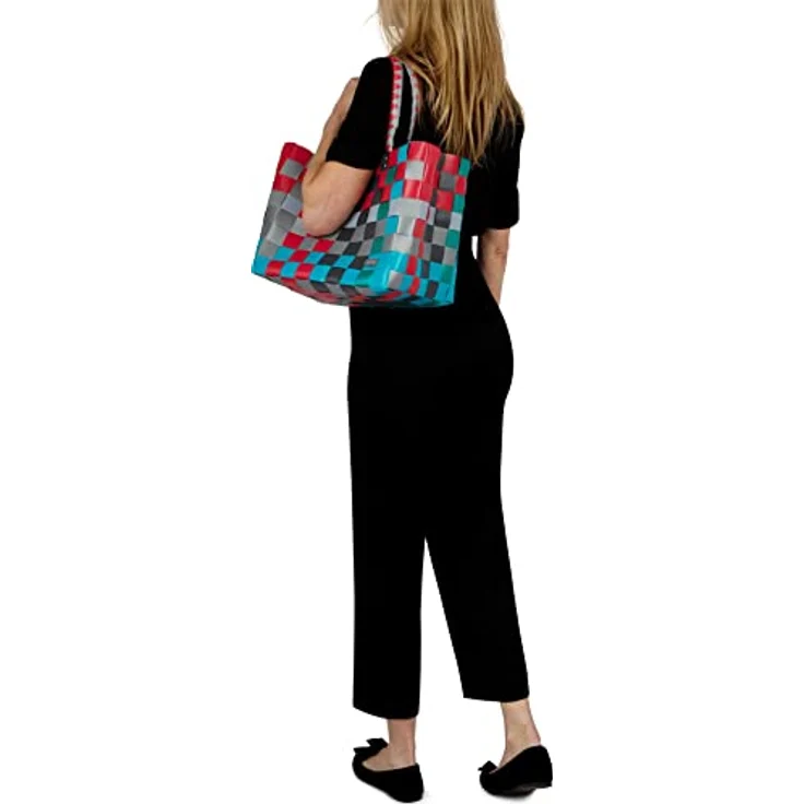 normani Einkaufstasche geflochten mit Henkeln, extra robuste Tragetasche, 20 Liter Volumen, Farbe Classic/Hot and Cold, umweltfreundlich aus 70 % recyceltem Material – Bild 4