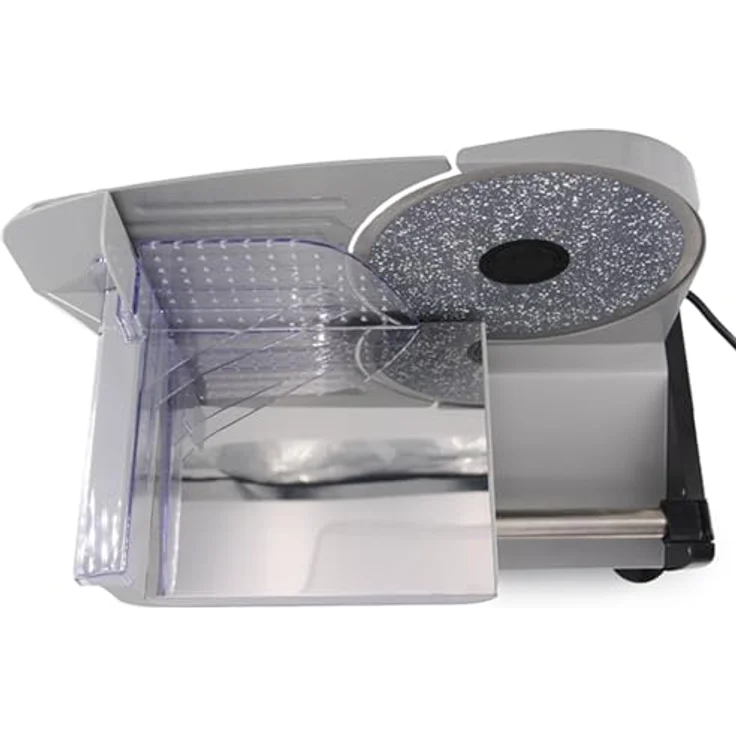 LITTLE BALANCE 8702 Easy Cut, elektrischer Schinkenschneider mit Edelstahlklinge, stufenlos einstellbare Schnittstärke 0-15 mm, für Fleisch, Wurst, Fisch, Käse, 200 W – Bild 5