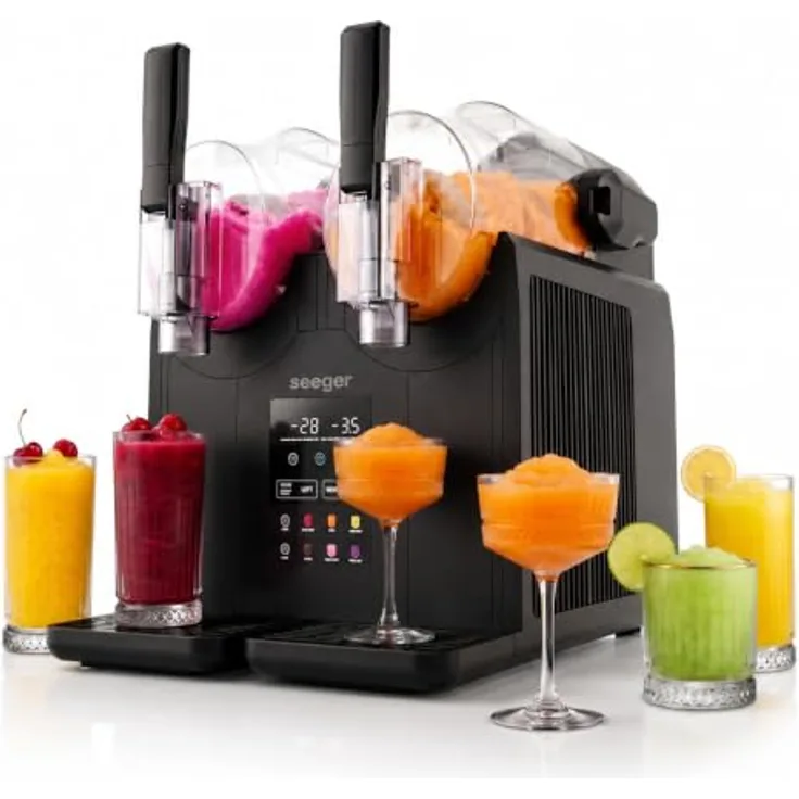 Seeger SuperSlush Twin, Slush-Eismaschine mit 2 separaten 2-Liter-Behältern und InstantFreeze-Technologie