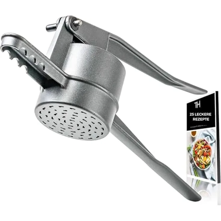 Thiru Spätzlepresse Premium - Kartoffelpresse mit Auflagerasten - Ideal für Spätzle, Kartoffeln, Säfte - Made in Germany - inkl. E-Book mit 25 Rezepten (Fädle, Anthrazit)