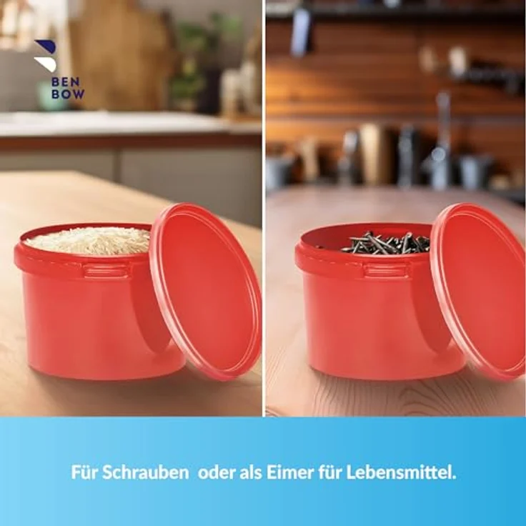 BenBow Eimer mit Deckel 0,5l rot - lebensmittelecht, luftdicht, auslaufsicher – Bild 4