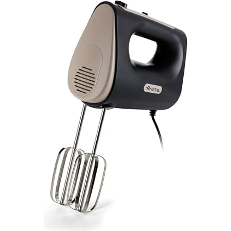 Ariete 1545 Handmixer Breakfast, 450 W, 5 Geschwindigkeiten, Turbo-Funktion, 2 Edelstahl-Schneebesen, Dark & Sahara Grey