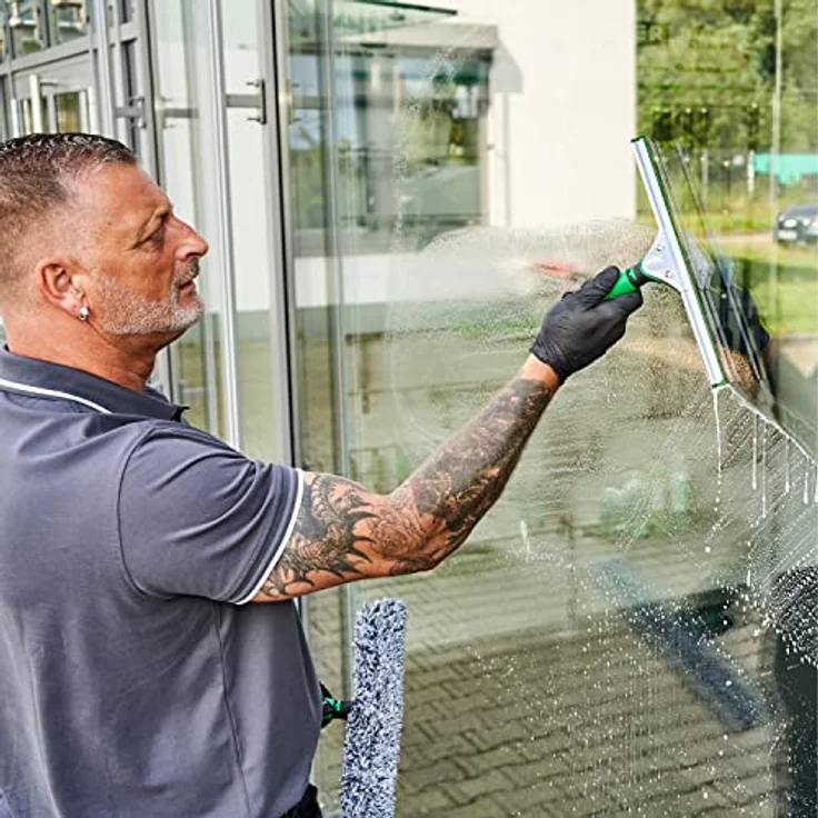Unger ErgoTec Fensterwischer Breite 35 cm, mit S-Schiene und grünem Wischergummi – Bild 5