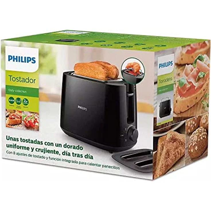 Philips Daily collection HD2582-90 2-Schlitz-Toaster, 900 Watt, 8 Bräunungsstufen, High-Lift-Funktion, Kunststoff, schwarz – Bild 3