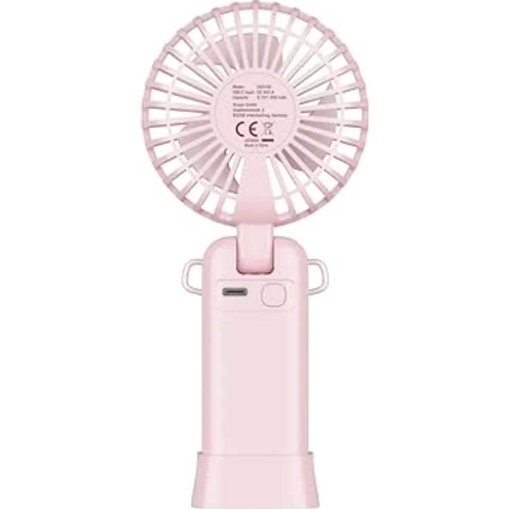 Xlayer Klappbarer Handventilator mit Smartphone Halterung, 1.200 mAh, 5 Geschwindigkeiten, Pink – Bild 4