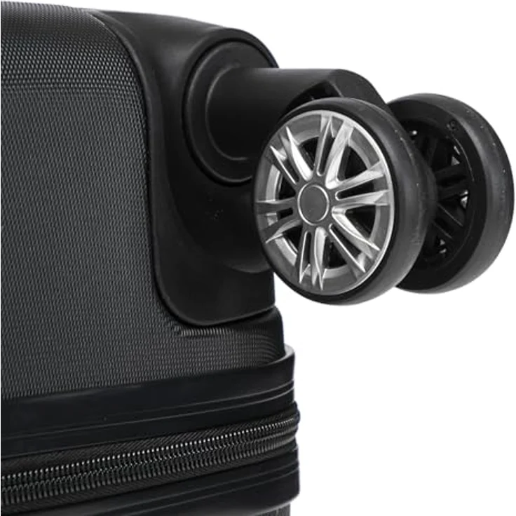 YONSLY Trolley Reisekoffer Set, Hartschalenkabinenkoffer mit Zahlenschloss, 4 leise 360° Rollen, ergonomischer Gummigriff, M, Schwarz – Bild 5