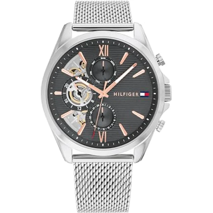 Tommy Hilfiger Multifunktionsuhr BAKER, Quarzuhr, Herrenuhr, Edelstahlarmband, analog, Tag, grau – Bild 2